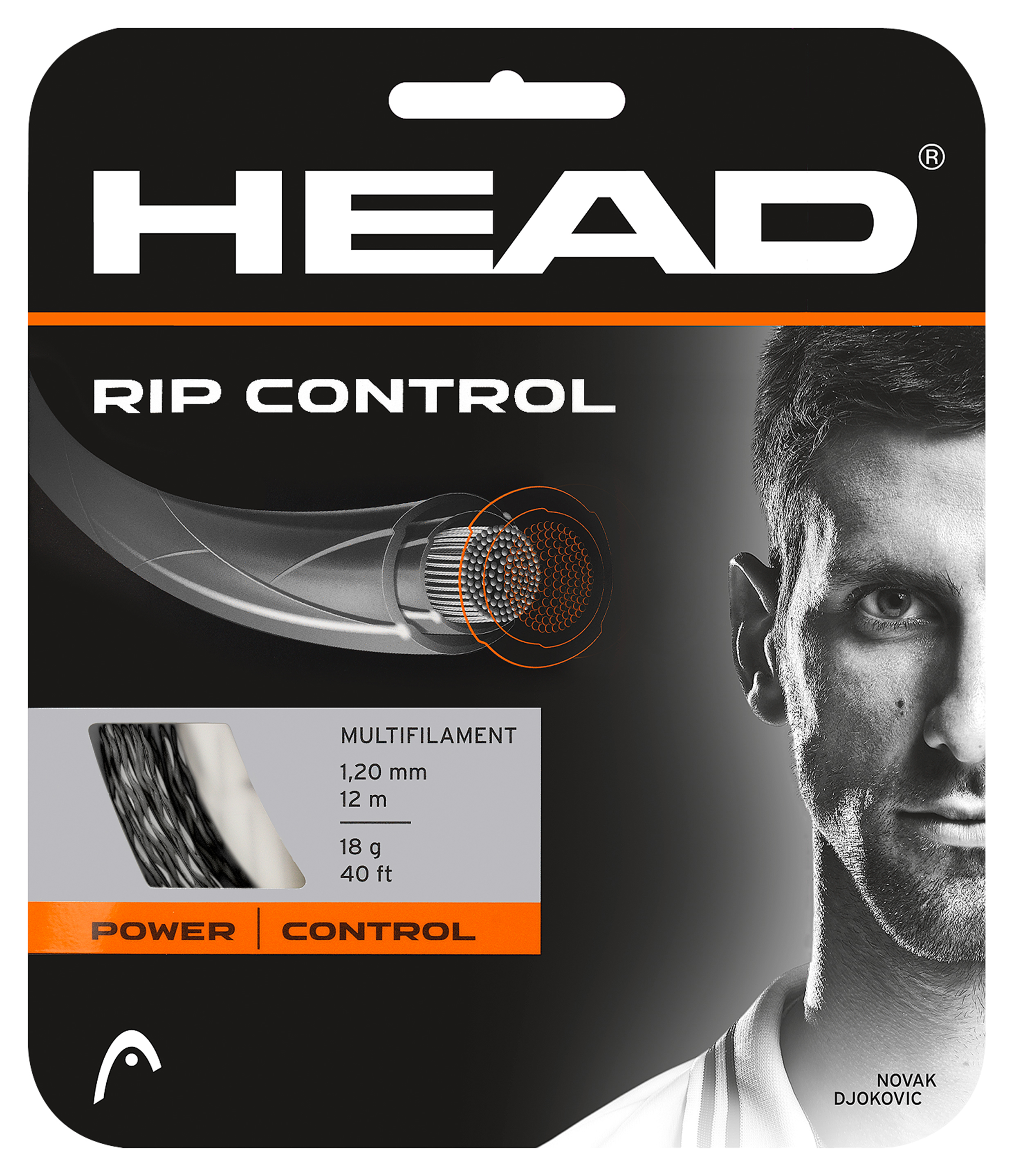 Струна теннисная HEAD RIP Control 17 BK  (1,25 мм) - 12 м