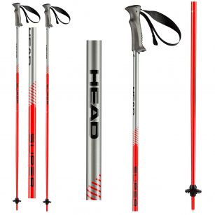 Палки горнолыжные Head SUPERSHAPE black neon red - 120 см