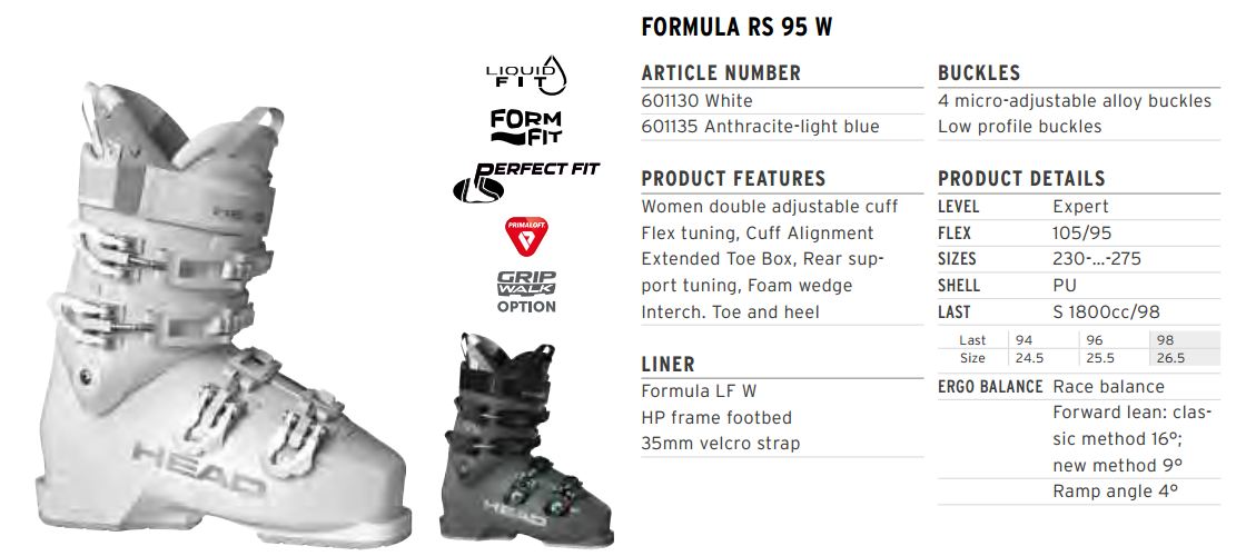 Горнолыжные ботинки Head FORMULA RS 95 W  white - 27.5 см (Eur. 42.5)