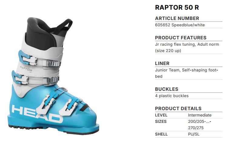 Горнолыжные ботинки Head RAPTOR 50 R speedblue/white